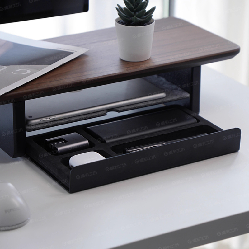 Desk Setup For Office - Monitor Stand Riser Storage Drawers Office