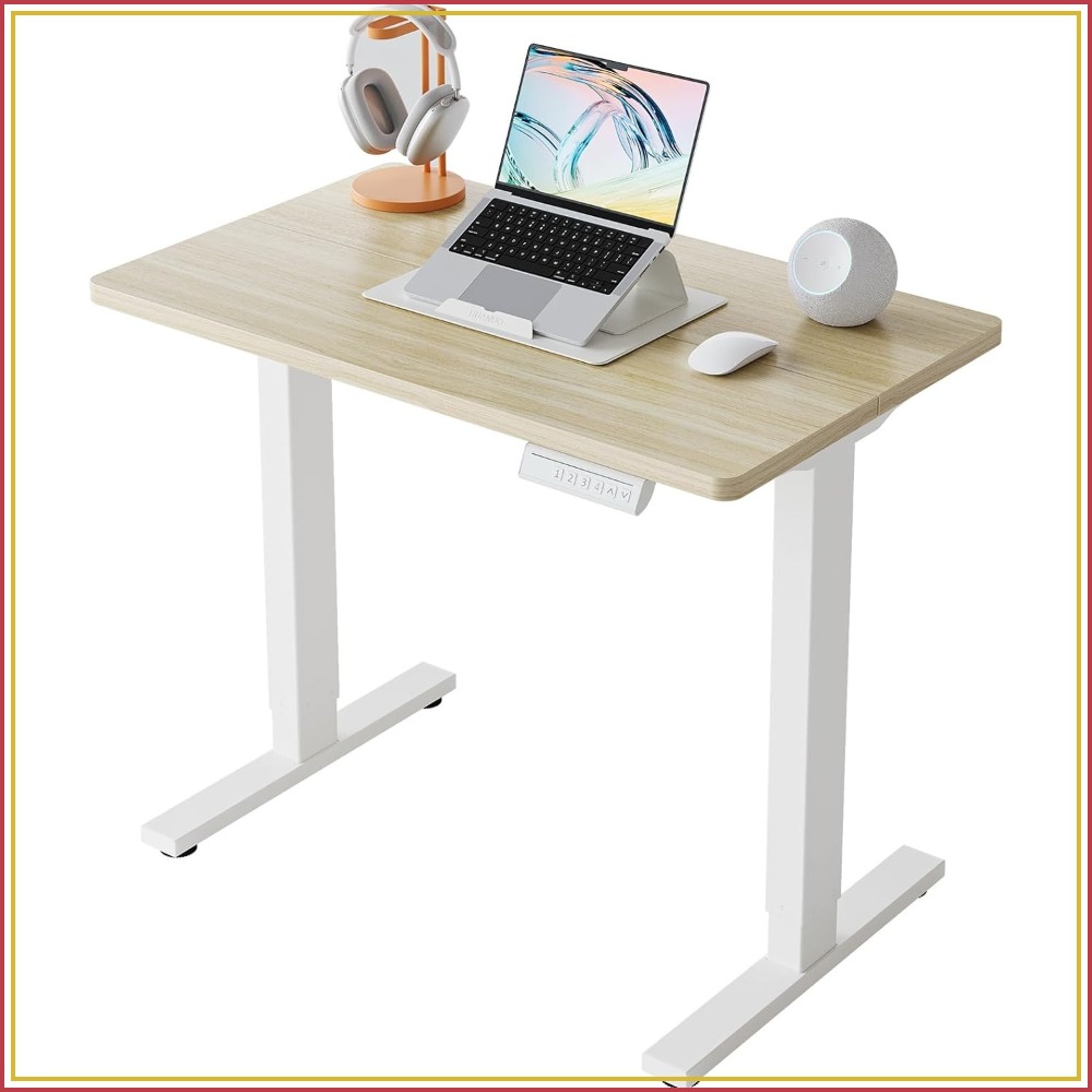 Desk Setup L Shaped - Small Electric Standing Desk Adjustable Height,