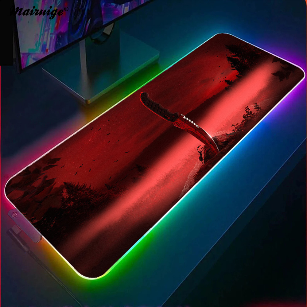 Desk Setup Gaming And Work - Mousemat Xxl Rubber Mat Knife Keyboard