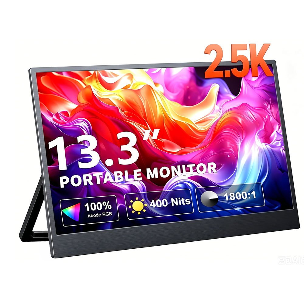 Dual Monitor Desk Setup - MAFNKOU 13.3 inch 2.5K Portable Monitor