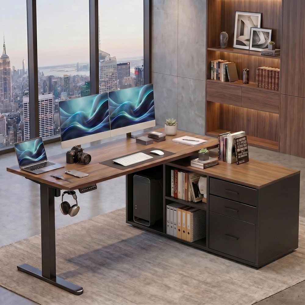 Desk Setup L Shaped - 55 Inch L Shaped Standing Desk