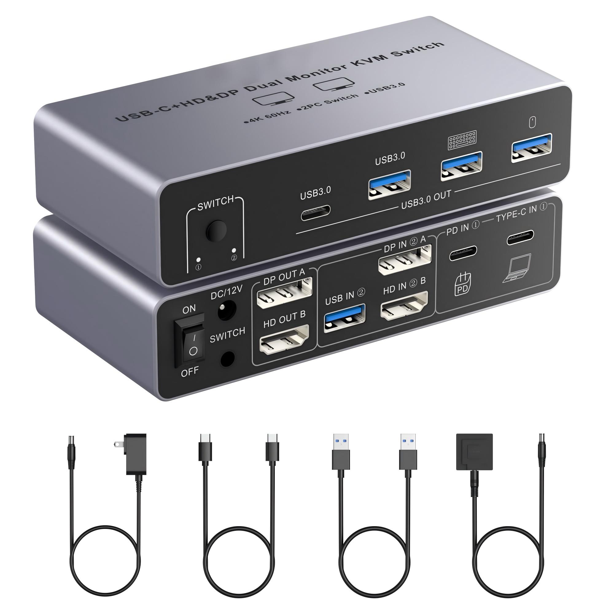 HDM DP KVM Switch 2 Monitor 2  - Dual Monitor Desk Setup review and price