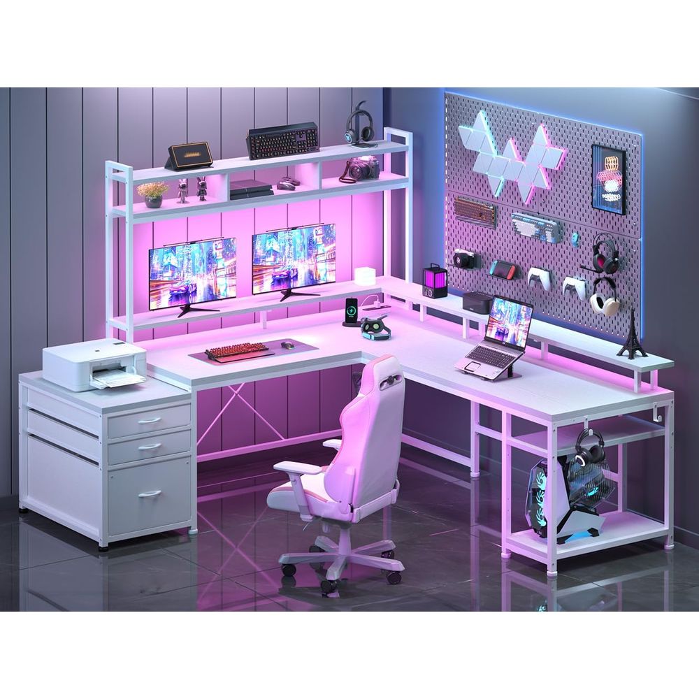 104-inch L-Shaped Desk for Dua - Dual Monitor Desk Setup review and price