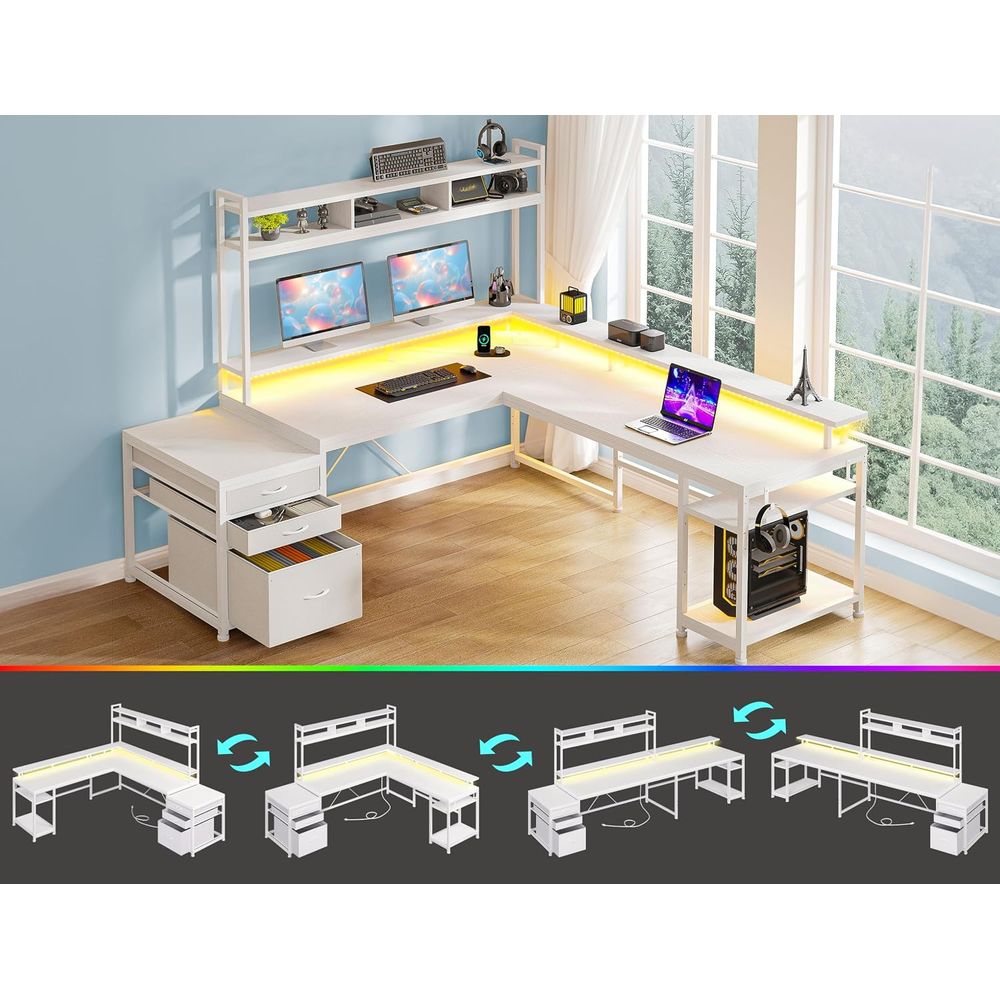104-inch L-Shaped Desk for Dua - Dual Monitor Desk Setup review and price
