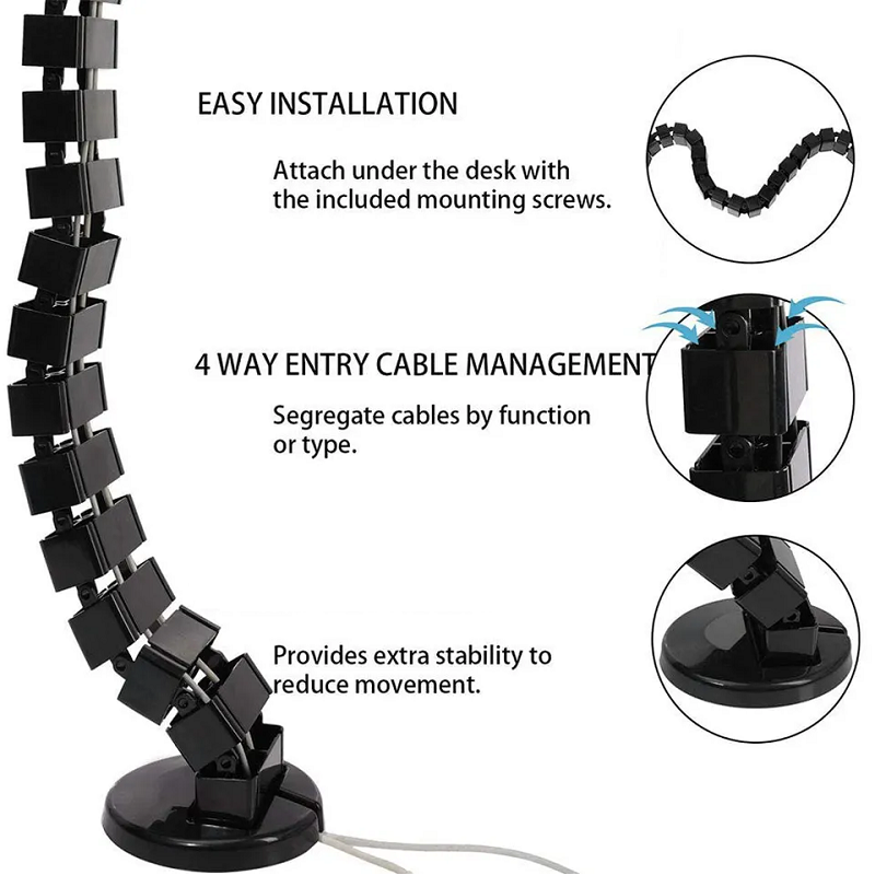 Wire Spine Cable Sleeve Under  - Desk Setup Clean review and price