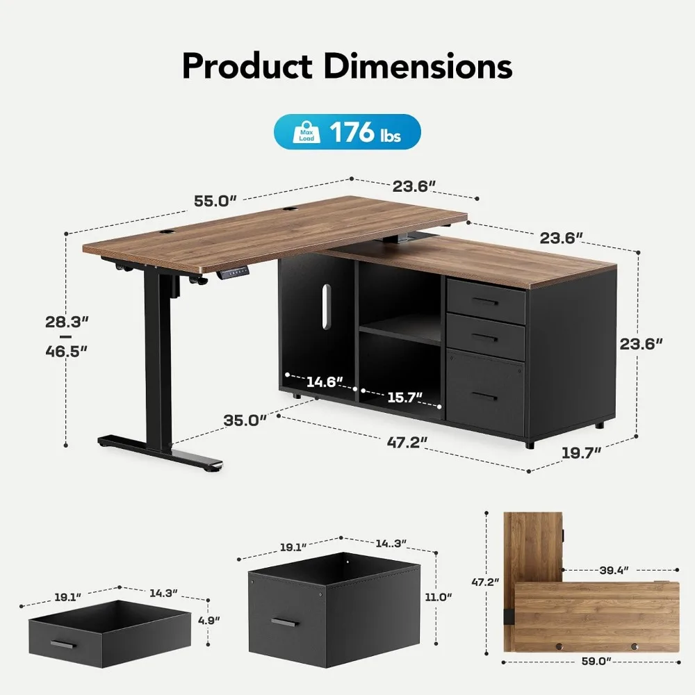 HUANUO 55 Inch L Shaped Standi - Desk Setup L Shaped review and price