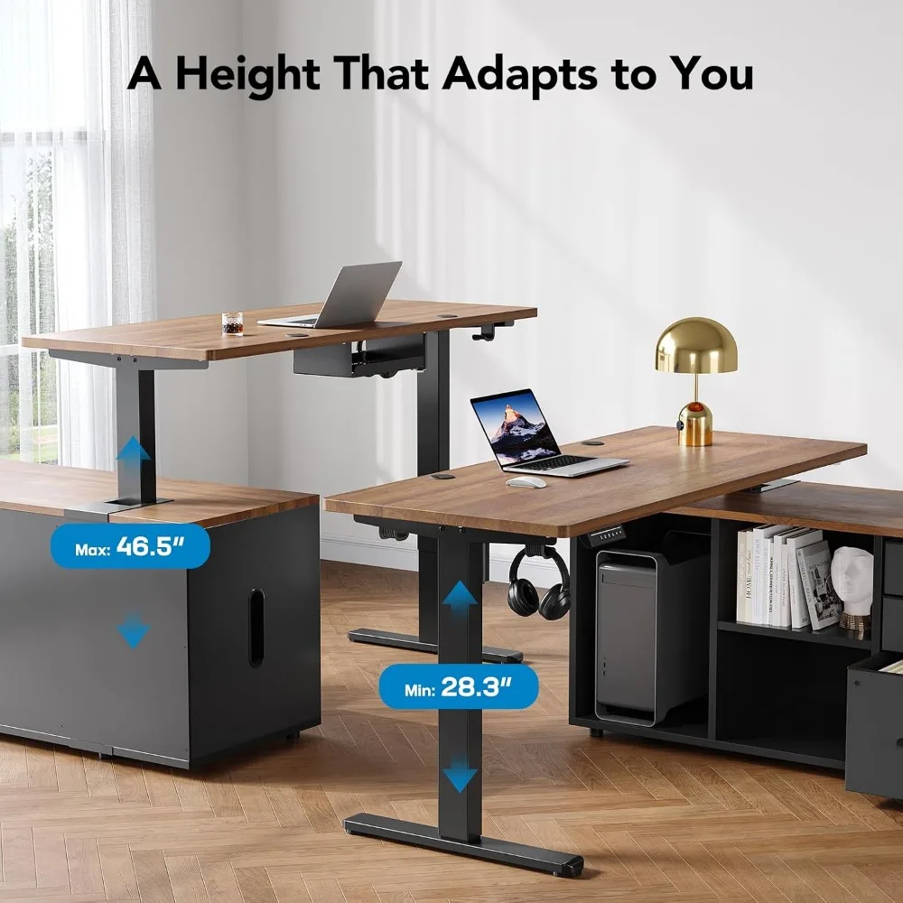 HUANUO 55 Inch L Shaped Standi - Desk Setup L Shaped review and price