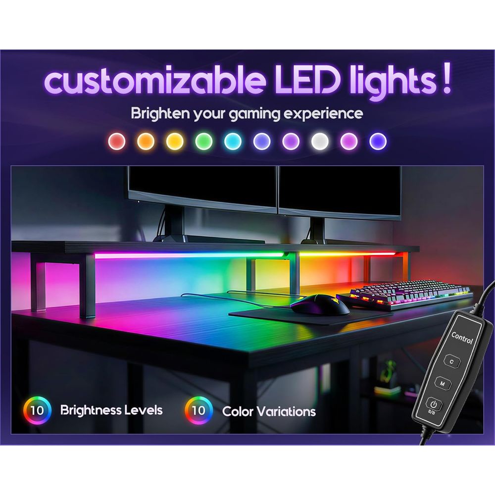 55 LED-lit Gaming Desk with St - Desk Setup L Shaped review and price