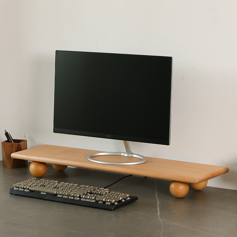 Natural Wood Desktop Riser Dua - Dual Monitor Desk Setup review and price