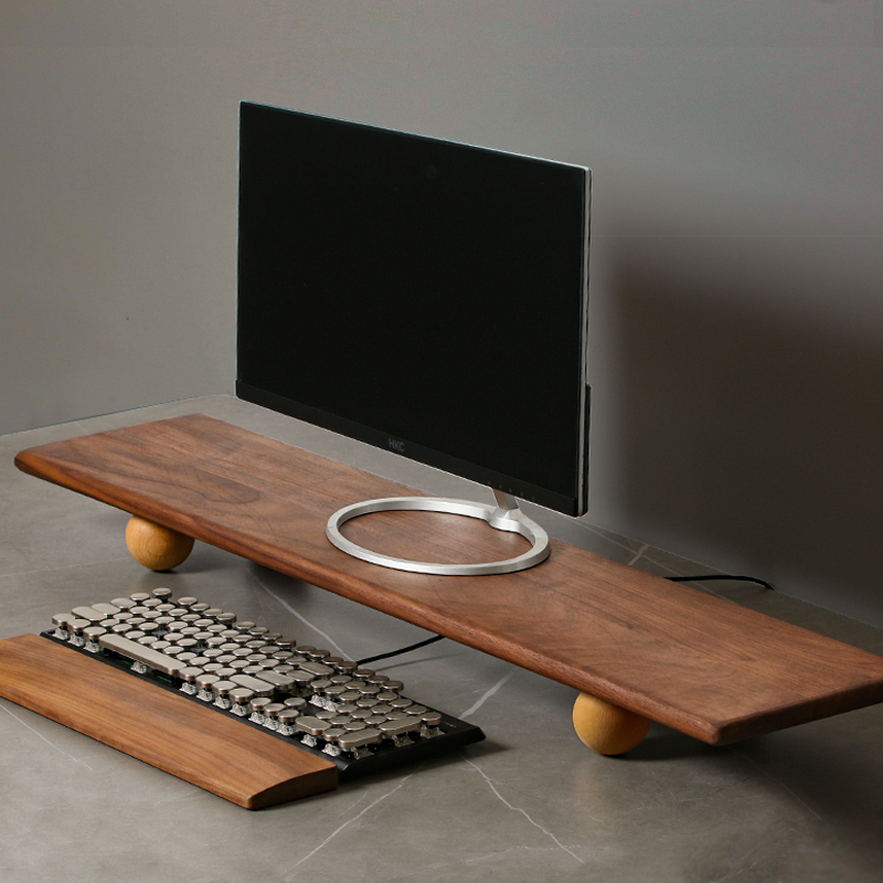 Natural Wood Desktop Riser Dua - Dual Monitor Desk Setup review and price