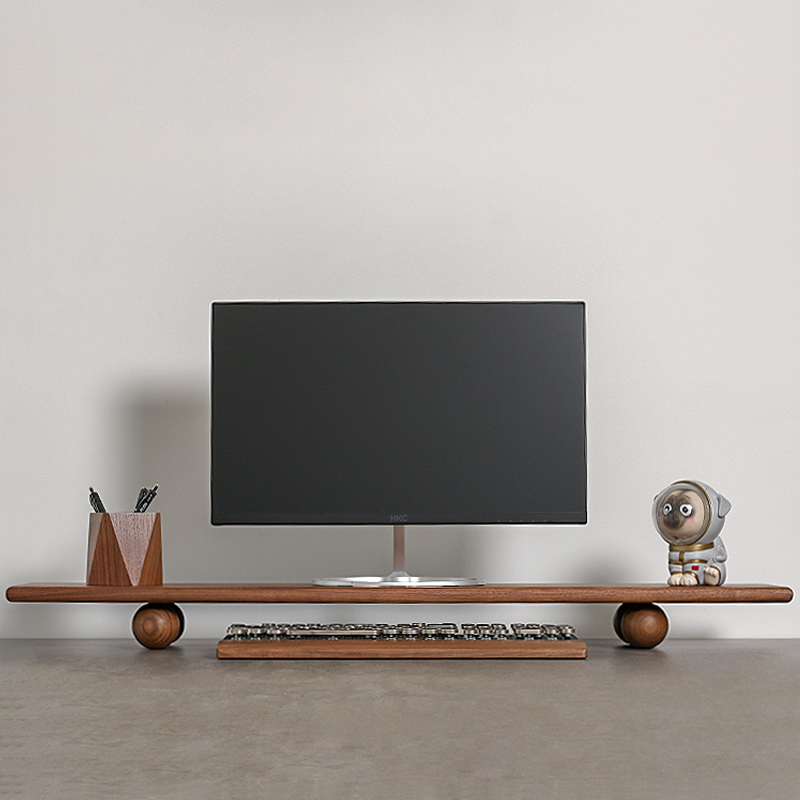 Natural Wood Desktop Riser Dua - Dual Monitor Desk Setup review and price