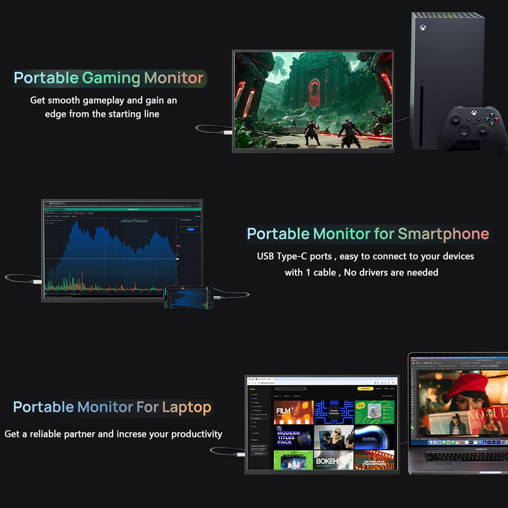 14 Inch 1.2K Portable Monitor, - Dual Monitor Desk Setup review and price