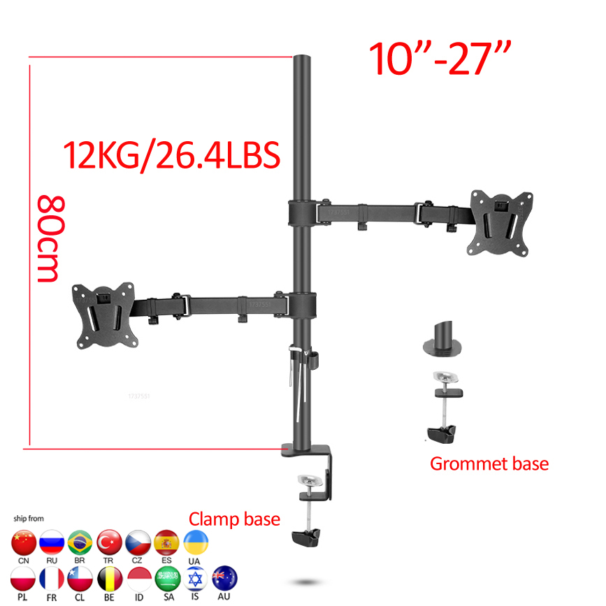 (80cm) DL-T902-280II Full Moti - Dual Monitor Desk Setup review and price