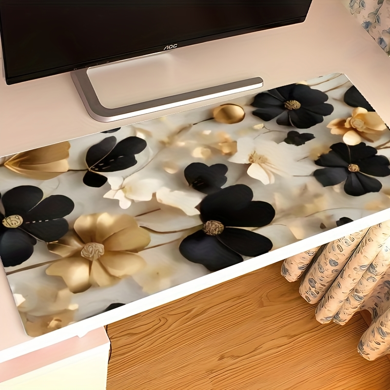 Black and Gold Floral Large De - Desk Setup Gaming And Work review and price