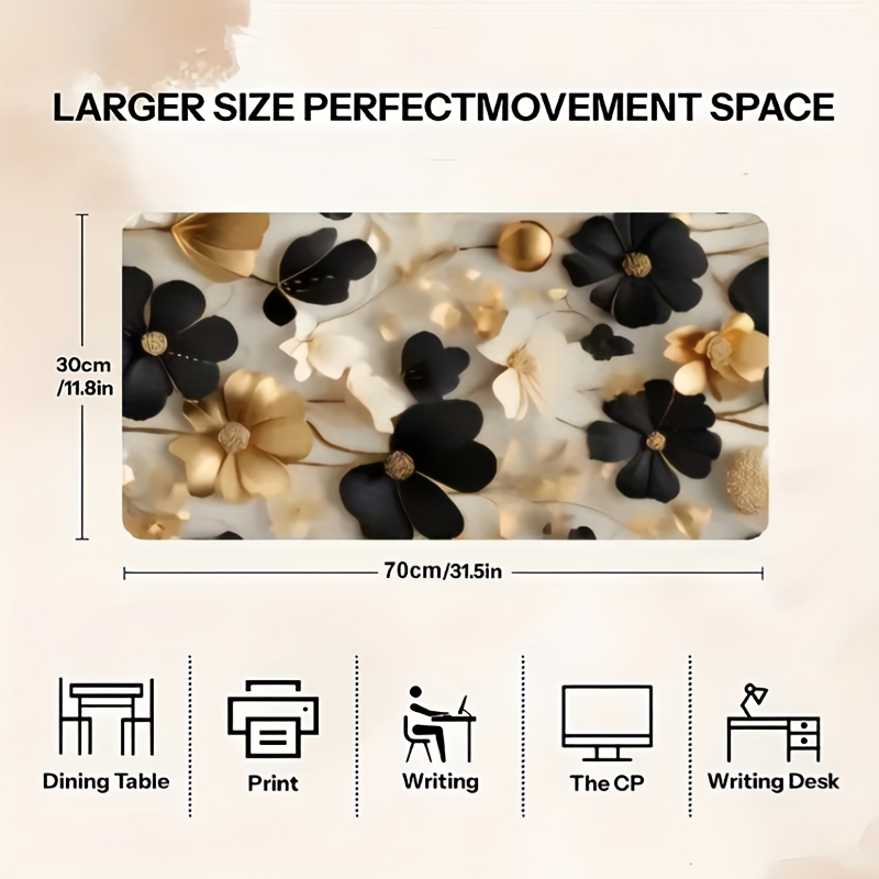 Black and Gold Floral Large De - Desk Setup Gaming And Work review and price