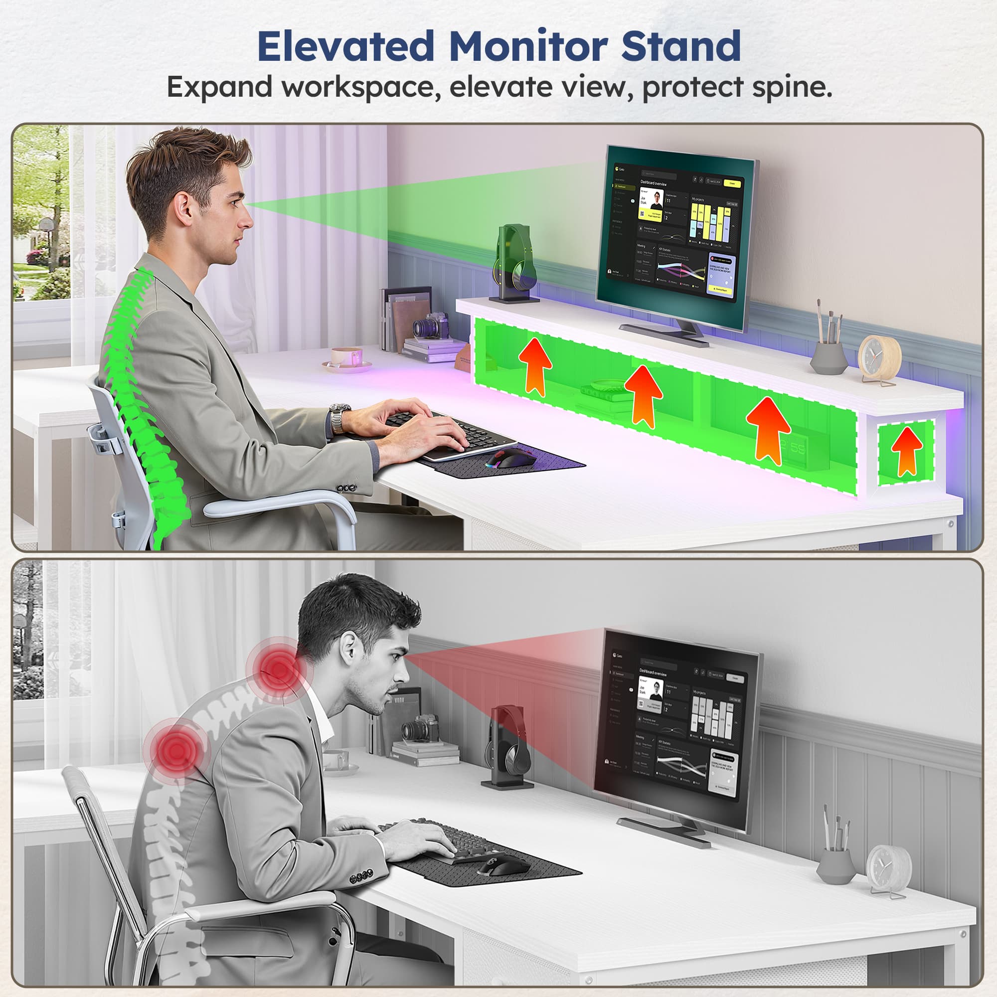 EnHomee 63“ L Shaped Gaming De - Dual Monitor Desk Setup review and price