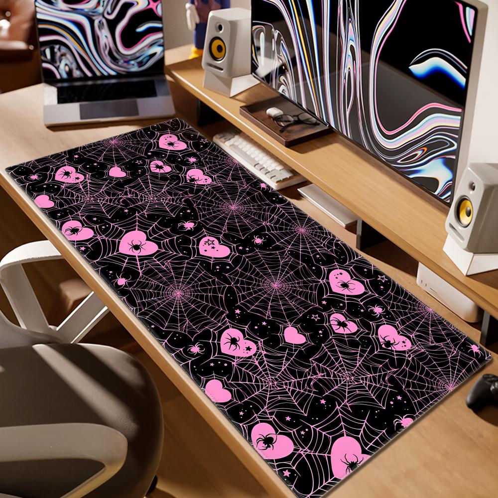 90x40 White or Pink Spiderweb  - Desk Setup For Office review and price