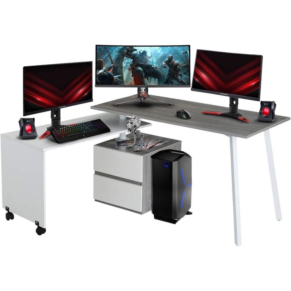 L-Shaped Black Gaming Desk - P - Desk Setup L Shaped review and price