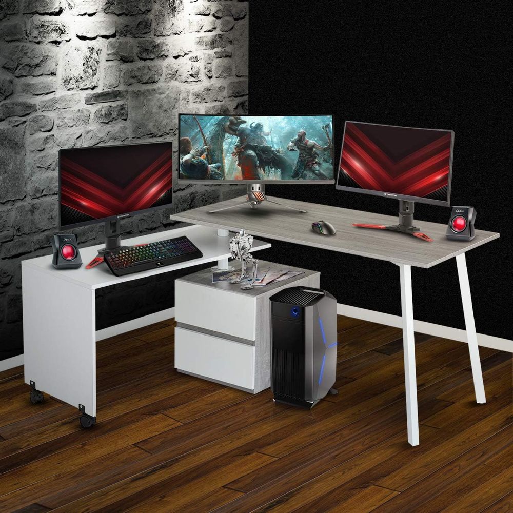 L-Shaped Black Gaming Desk - P - Desk Setup L Shaped review and price