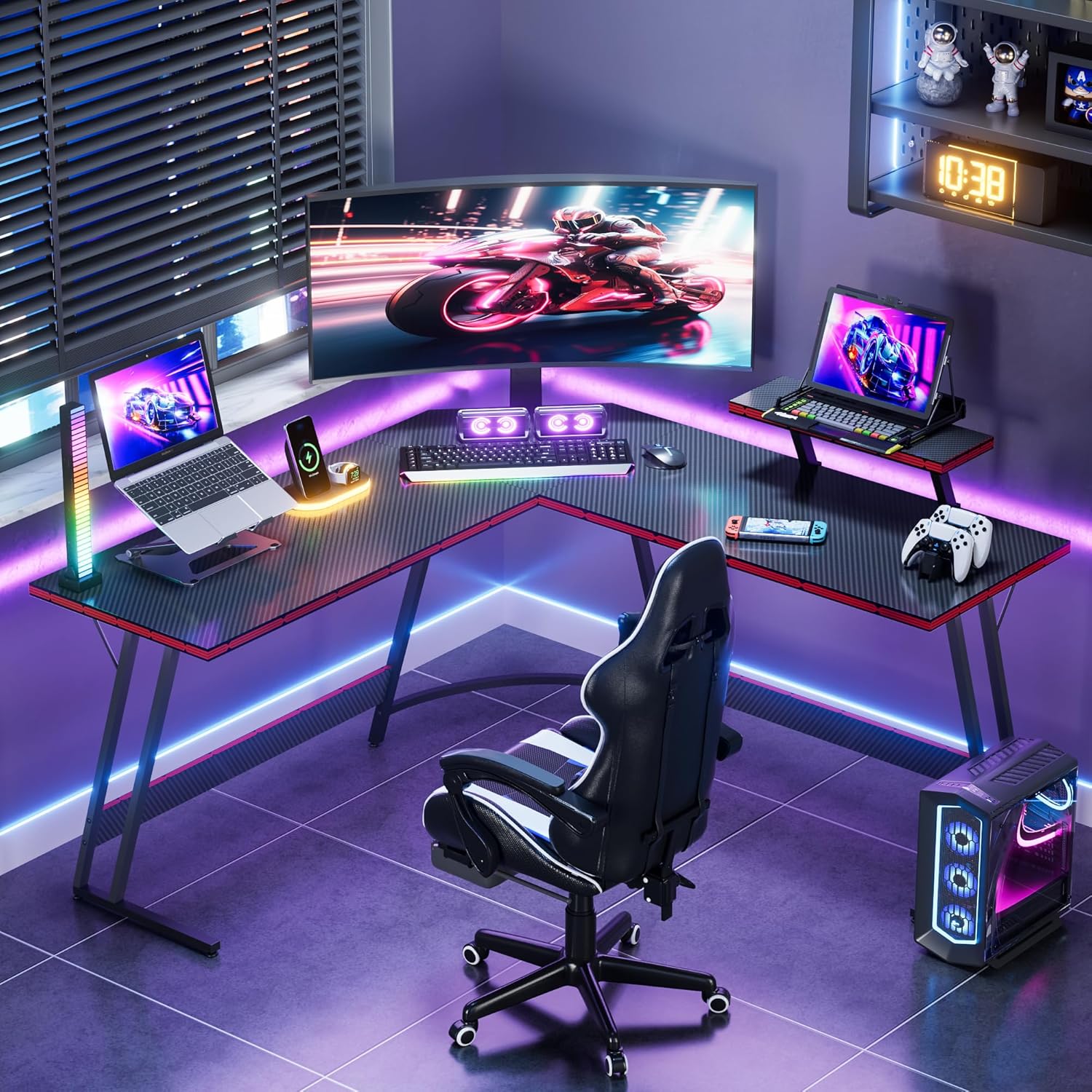 L-Shaped Adjustable Gaming Des - Desk Setup L Shaped review and price