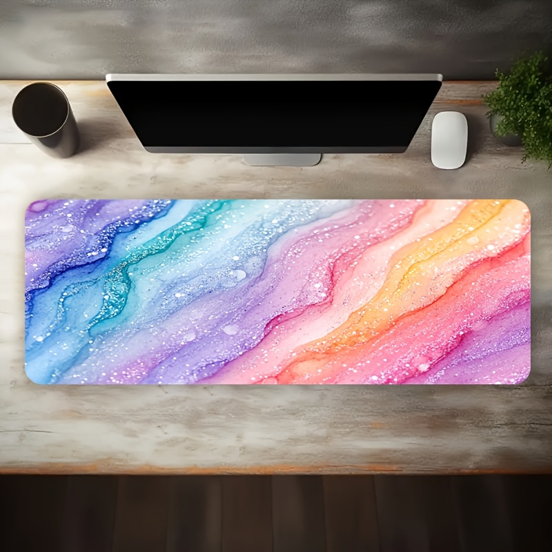 Vibrant Rainbow Glitter Marble - Desk Setup For Office review and price