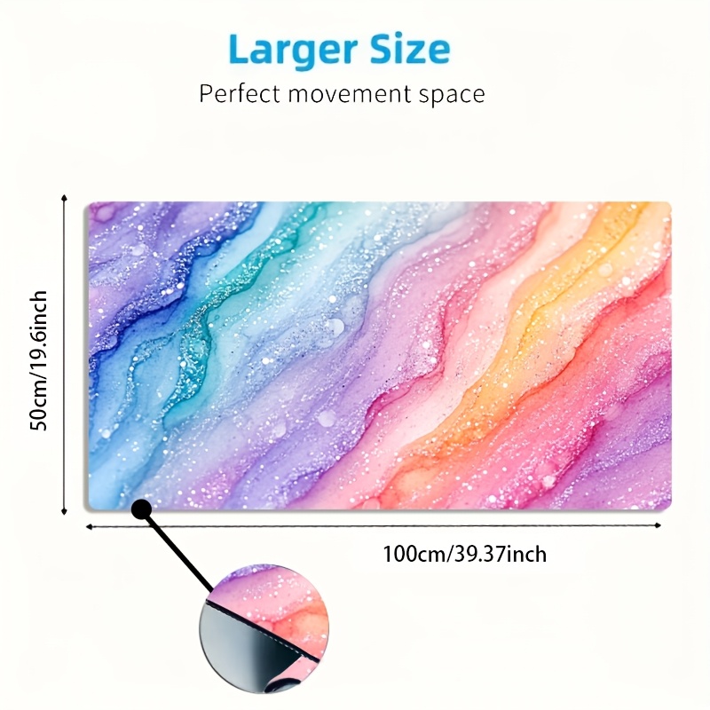 Vibrant Rainbow Glitter Marble - Desk Setup For Office review and price