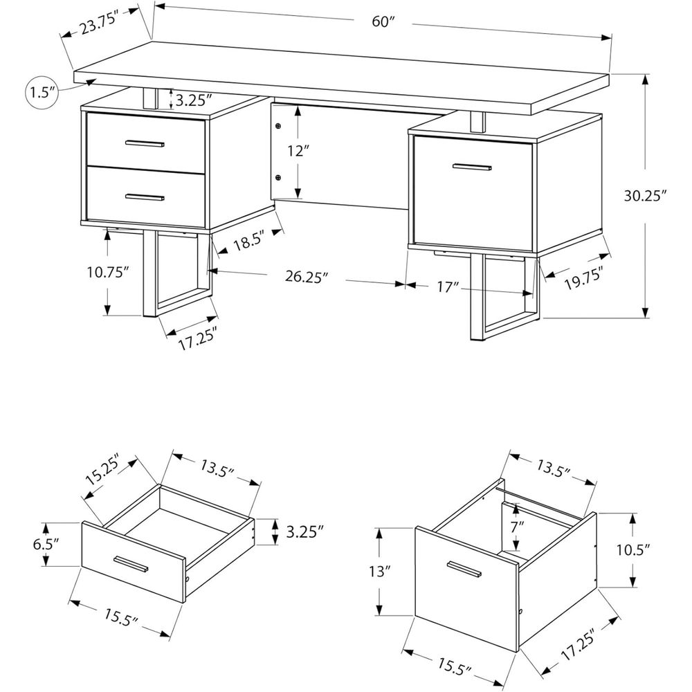Contemporary 60 Metal and Lami - Desk Setup For Office review and price