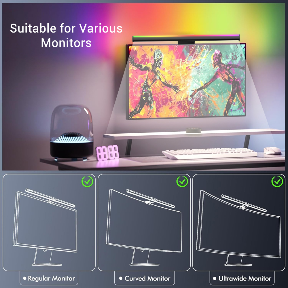 RGB Lightbar Monitor Light Bar - Desk Setup On Bed review and price