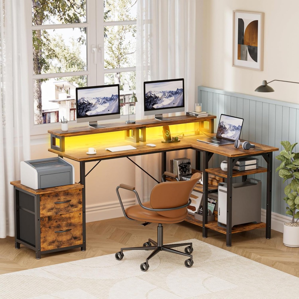 Office Desk with File Drawers& - Desk Setup L Shaped review and price