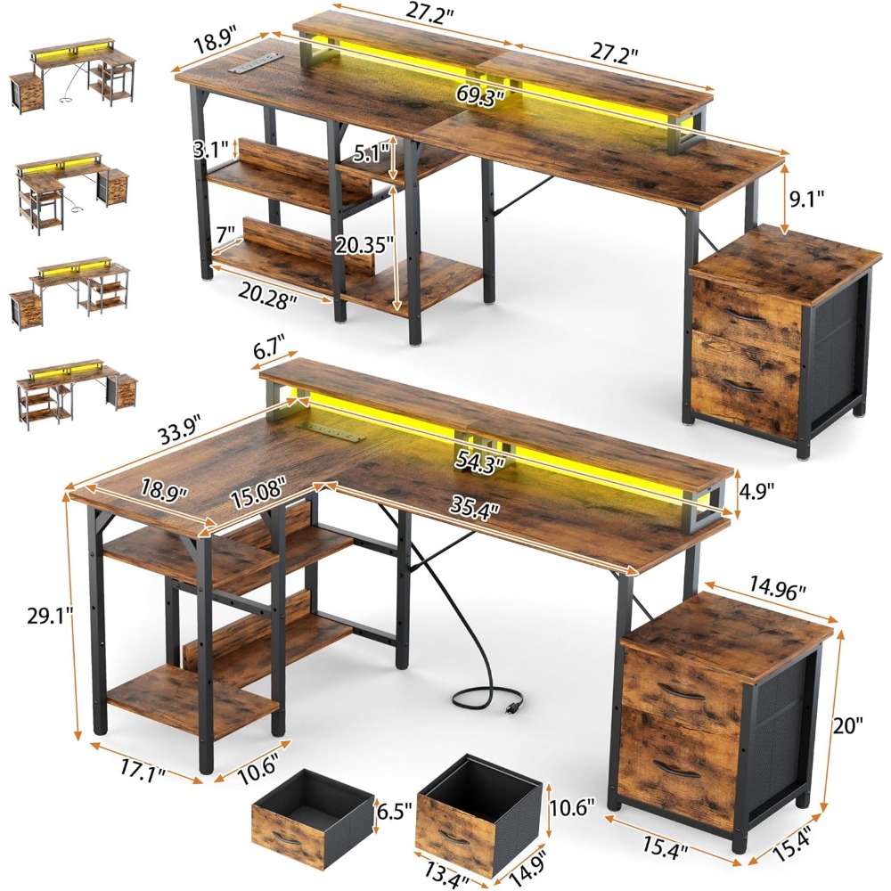 Office Desk with File Drawers& - Desk Setup L Shaped review and price